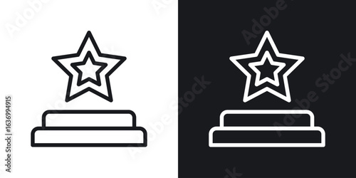 Podium star vector icon. Design graphic in outline style illustration.