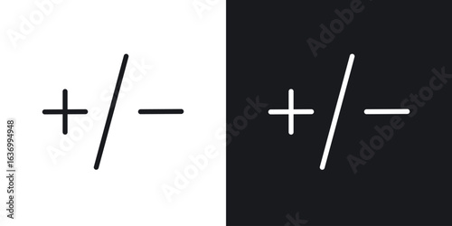 Plus minus vector icon. Design graphic in outline style illustration.