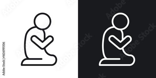 Person Praying vector icon. Design graphic in outline style illustration.