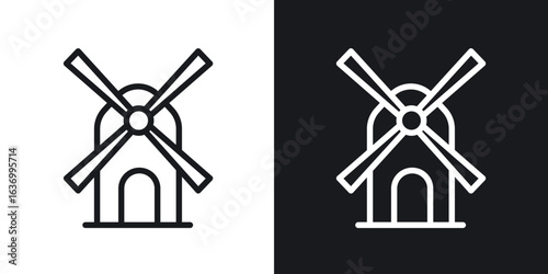 Mill sign vector icon. Design graphic in outline style illustration.