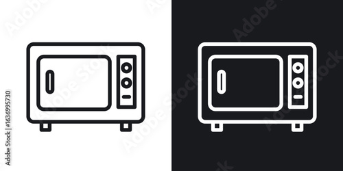 Microwave vector icon. Design graphic in outline style illustration.