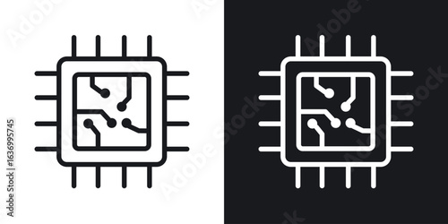 Microchip vector icon. Design graphic in outline style illustration.