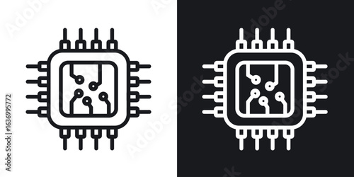 Microchip vector icon. Design graphic in outline style illustration.