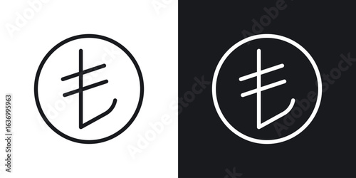 Lira sign vector icon. Design graphic in outline style illustration.