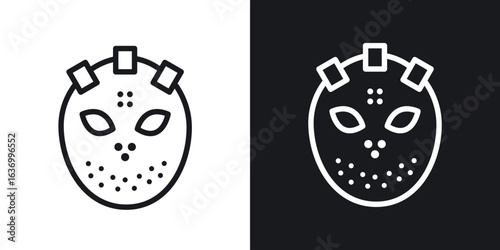 Hockey mask vector icon. Design graphic in outline style illustration.