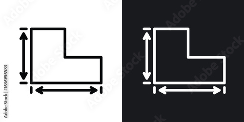 Height and width vector icon. Design graphic in outline style illustration.