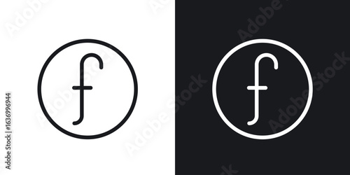 Florin sign vector icon. Design graphic in outline style illustration.