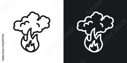 Fire smoke vector icon. Design graphic in outline style illustration.
