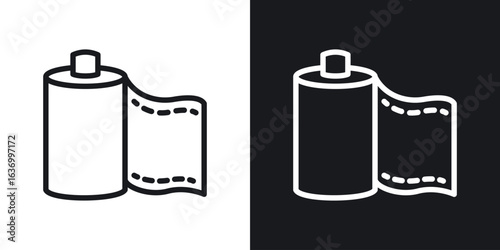 Film canister vector icon. Design graphic in outline style illustration.