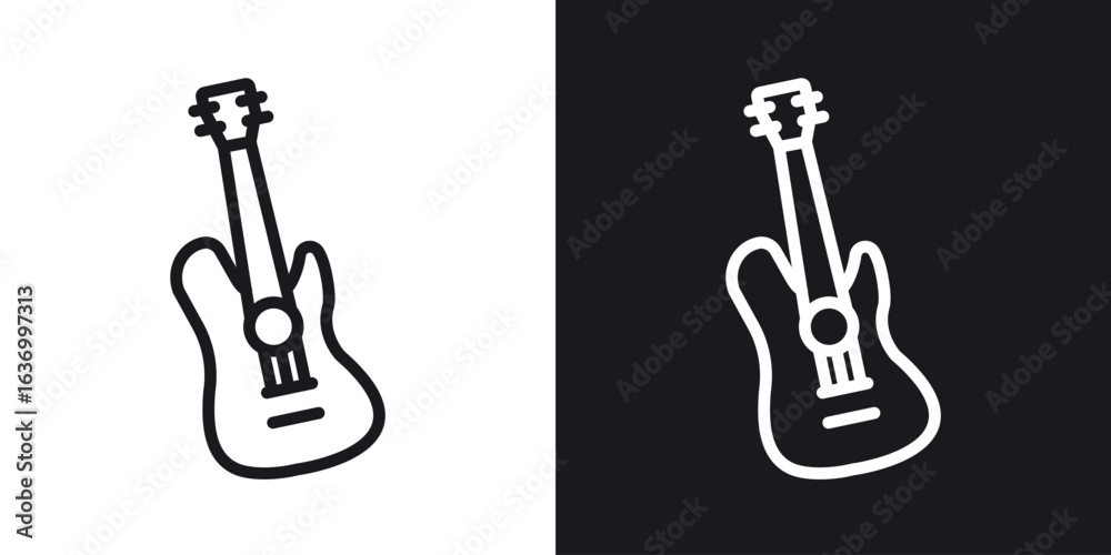Fototapeta premium Electric Guitar vector icon. Design graphic in outline style illustration.