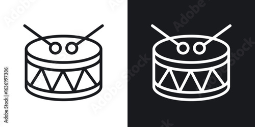 Drum vector icon. Design graphic in outline style illustration.