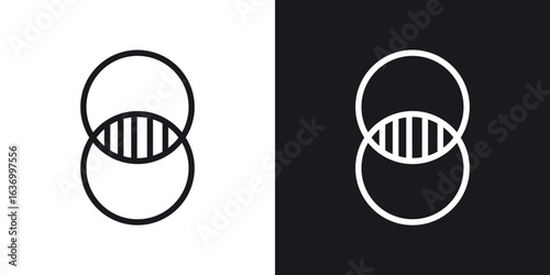 Diagram venn vector icon. Design graphic in outline style illustration.