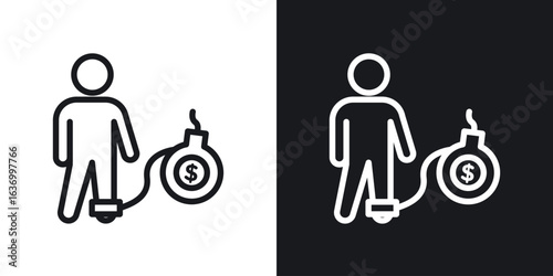 Debt vector icon. Design graphic in outline style illustration.