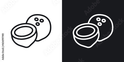 Coconut vector icon. Design graphic in outline style illustration.