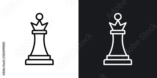 Chess queen vector icon. Design graphic in outline style illustration.