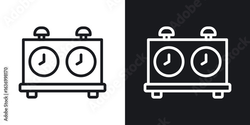 Chess clock vector icon. Design graphic in outline style illustration.