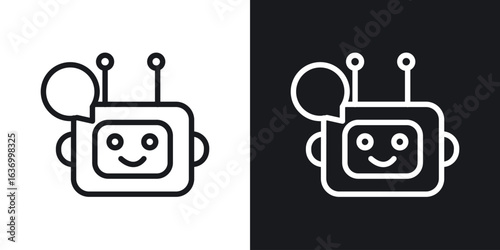Chatbot speech bubble vector icon. Design graphic in outline style illustration.