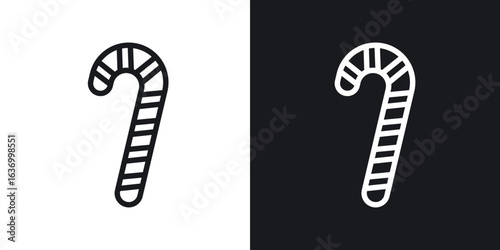 Candy cane vector icon. Design graphic in outline style illustration.