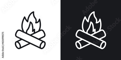 Campfire vector icon. Design graphic in outline style illustration.
