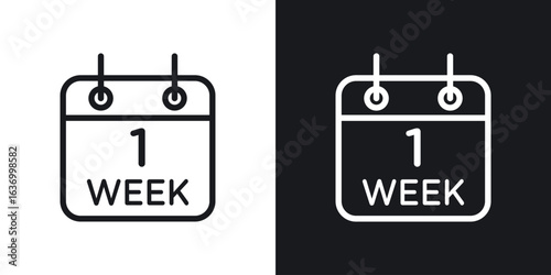Calendar week vector icon. Design graphic in outline style illustration.