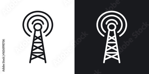 Broadcast tower vector icon. Design graphic in outline style illustration.