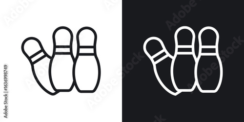 Bowling pins vector icon. Design graphic in outline style illustration.