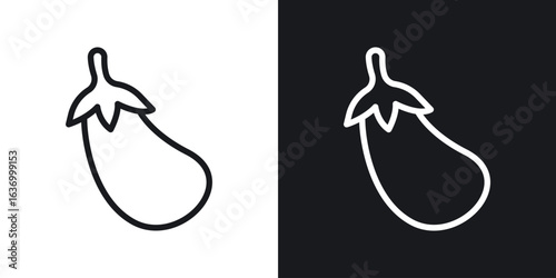Aubergine vector icon. Design graphic in outline style illustration.