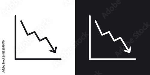 Arrow trend-down vector icon. Design graphic in outline style illustration.