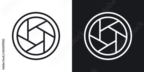 Aperture vector icon. Design graphic in outline style illustration.