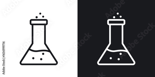 Flask vector icon. Design graphic in outline style illustration.