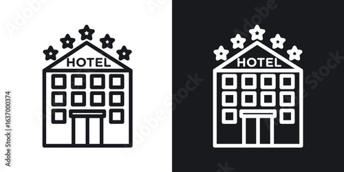 Hotel vector icon. Design graphic in outline style illustration.