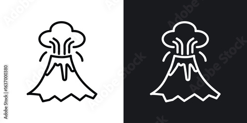 Volcano vector icon. Design graphic in outline style illustration.