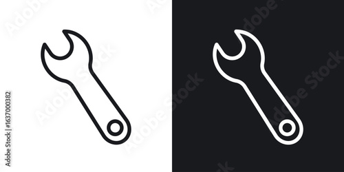 Wrench vector icon. Design graphic in outline style illustration.