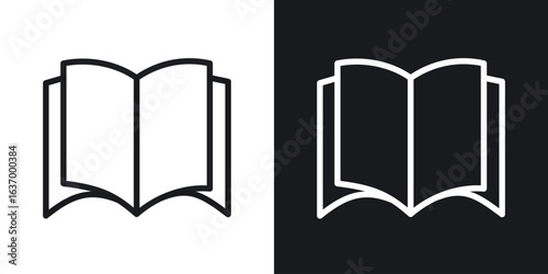 Open Book vector icon. Design graphic in outline style illustration.
