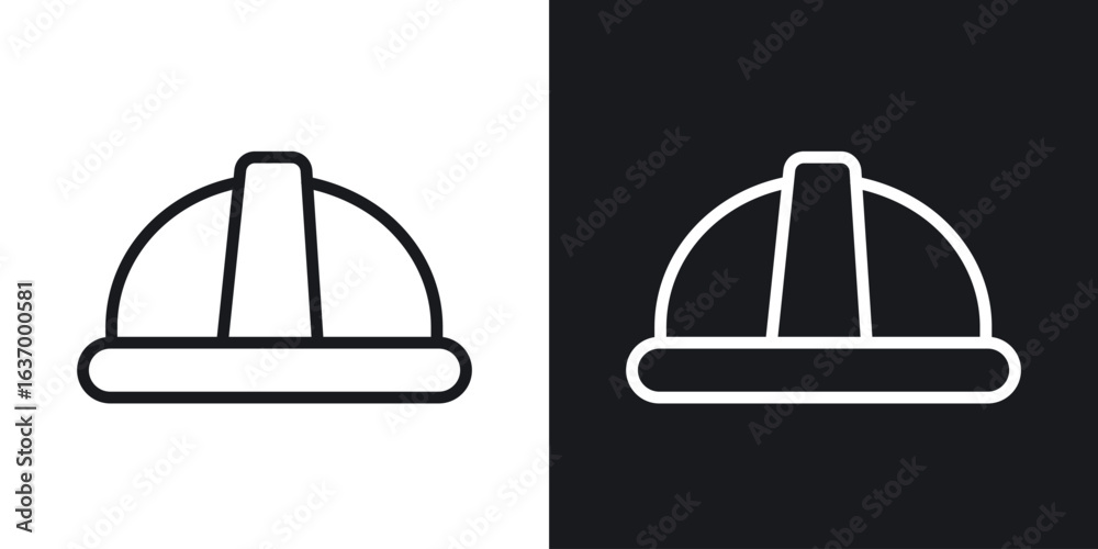 Fototapeta premium Hard hat vector icon. Design graphic in outline style illustration.