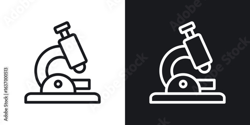 Microscope vector icon. Design graphic in outline style illustration.