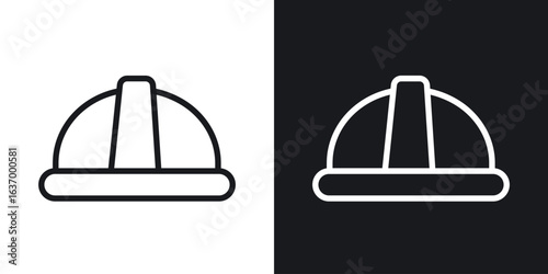 Hard hat vector icon. Design graphic in outline style illustration.