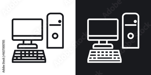Computer vector icon. Design graphic in outline style illustration.