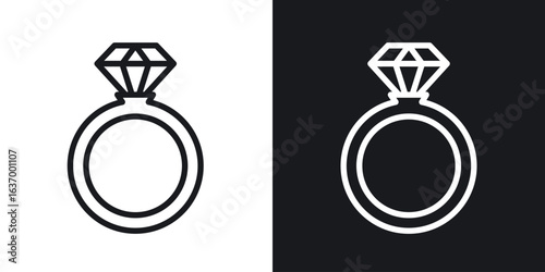 Diamond ring vector icon. Design graphic in outline style illustration.