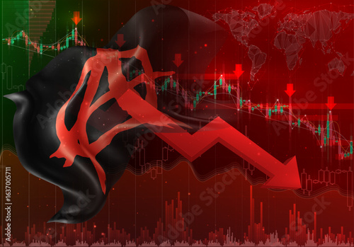 Anarchy, vector 3d flag financial exchange trend down