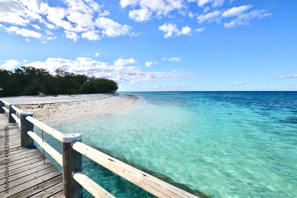 Fototapeta premium Wooden pier on an island beach with clear water