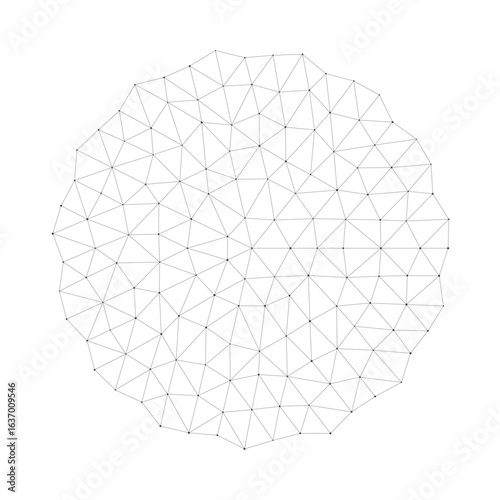 Abstract geometric wireframe mesh forming a circular polygonal pattern ideal for backgrounds, technology, science, or modern graphic projects isolated on white background vector illustration
