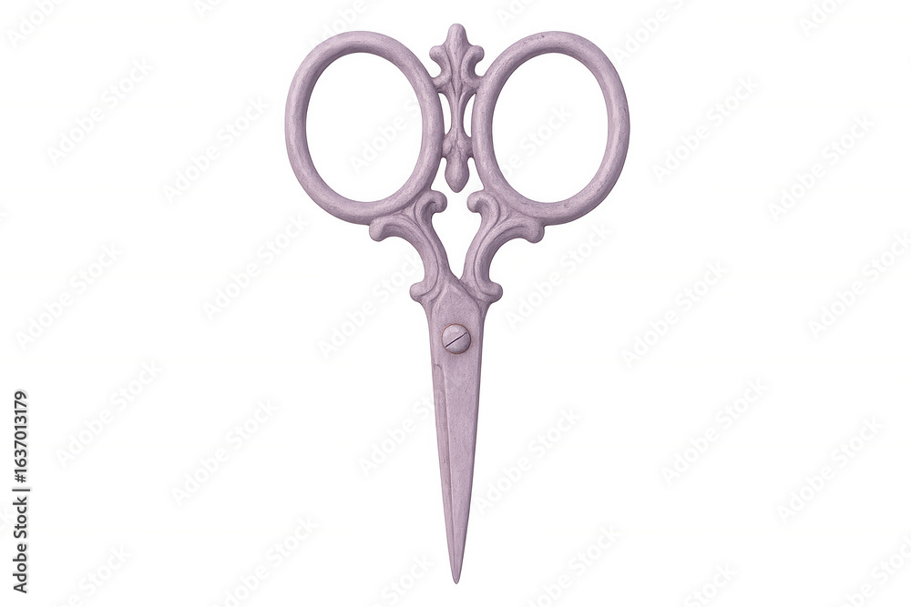 Close-up of ornate pink sewing scissors, isolated on a transparent background, ready for crafting and design projects Close-up of ornate pink sewing scissors, isolated on a transparent background, ready for crafting and design projects