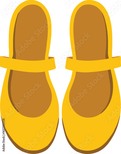 Pair of Yellow Ballet Flats on White Background
