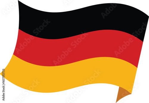 Waving German Flag on White Background