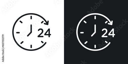 Time twenty four icon web design element. line icon
