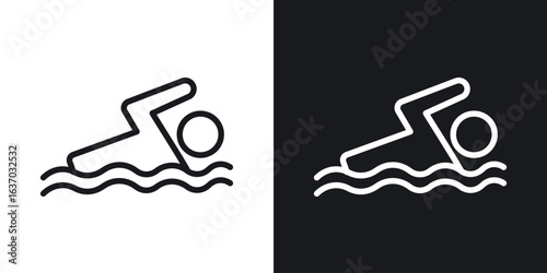 Swimmer icon web design element. line icon