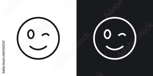 Smile wink icon web design element. line icon