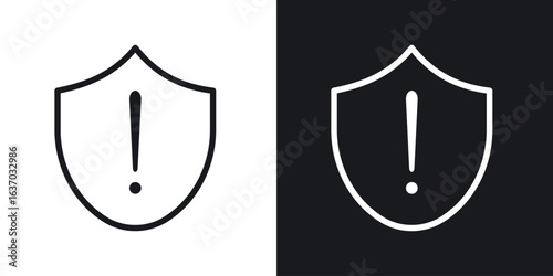 Shield exclamation icon web design element. line icon
