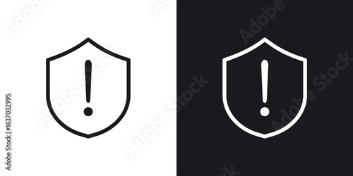 Shield exclamation icon web design element. line icon